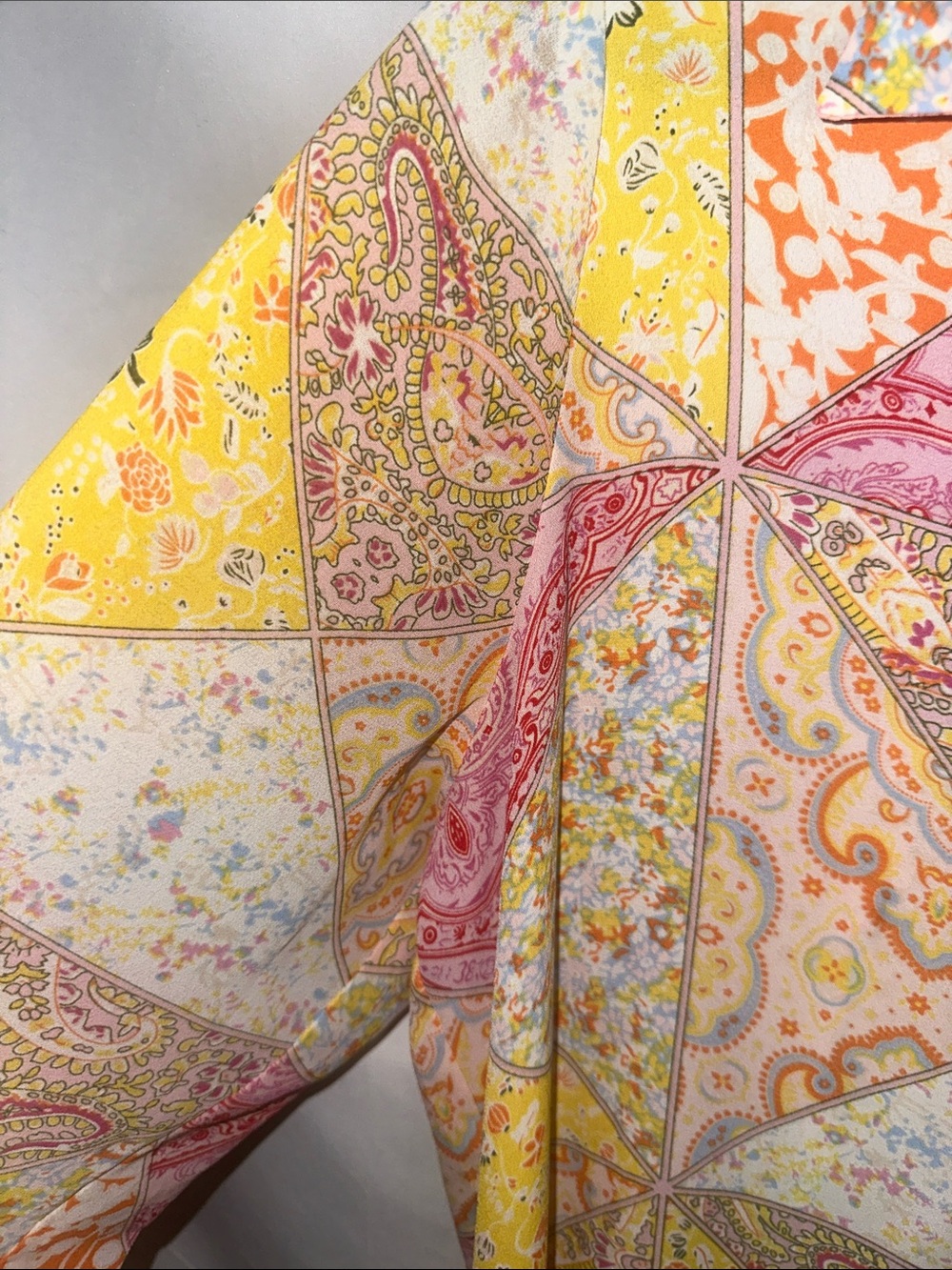 Rose & Olive Yellow Pink Patchwork Paisley Button-Front Shirt - Picture 4 of 6